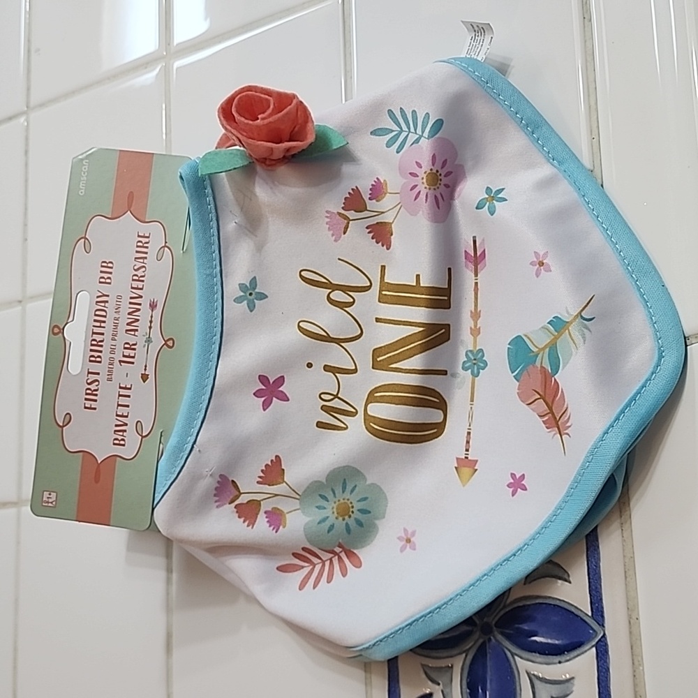 WILD ONE GIRL FLOWER BIRTHDAY BIB/ FIRST BIRTHDAY FLORAL GIRL BIB/ FLORAL BIB
